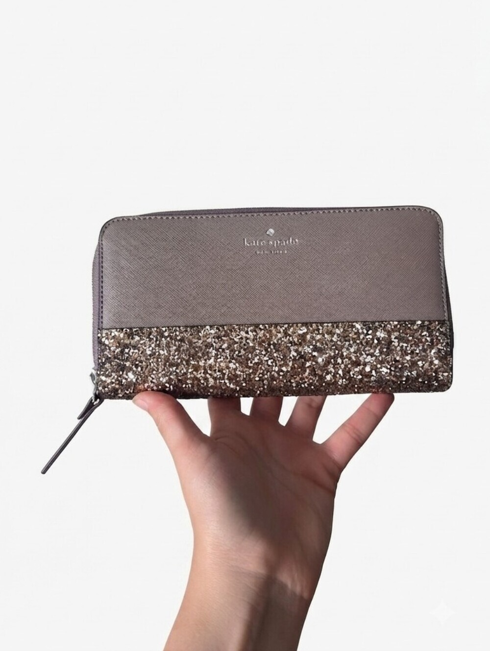 Kate Spade Greta Court Glitter Neda Cityscape Wallet Grey